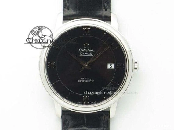 0410 Elegant Globemaster Master Chronometer SS V6F Best Edition Black Dial On Black Leather Strap A 8268